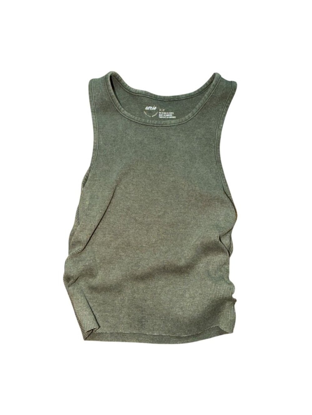 Aerie Ribbed, Stretchy  Tank Top-Green-Size Small-GUC